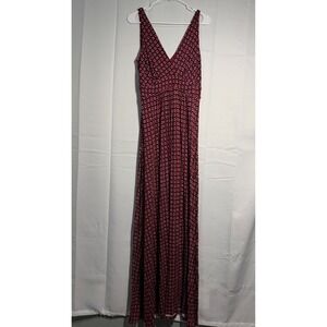 NWT‎ LOFT Burgundy Floral Print V Neck Sleeveless Maxi Dress ST